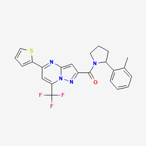 molecular formula C23H19F3N4OS B4512265 2-{[2-(2-methylphenyl)-1-pyrrolidinyl]carbonyl}-5-(2-thienyl)-7-(trifluoromethyl)pyrazolo[1,5-a]pyrimidine 