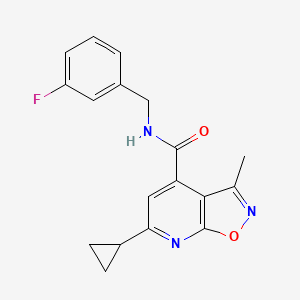 molecular formula C18H16FN3O2 B4512311 6-cyclopropyl-N-(3-fluorobenzyl)-3-methylisoxazolo[5,4-b]pyridine-4-carboxamide 