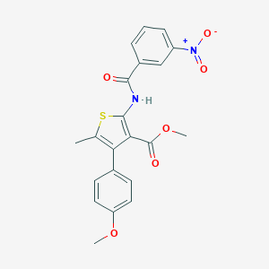 molecular formula C21H18N2O6S B451242 Methyl 2-({3-nitrobenzoyl}amino)-4-(4-methoxyphenyl)-5-methylthiophene-3-carboxylate 