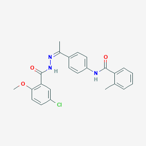 molecular formula C24H22ClN3O3 B451244 N-{4-[N-(5-chloro-2-methoxybenzoyl)ethanehydrazonoyl]phenyl}-2-methylbenzamide 