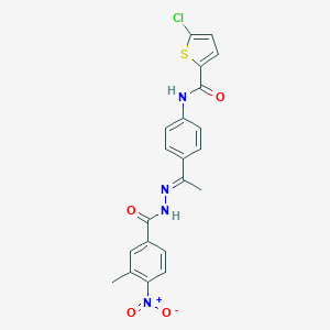 molecular formula C21H17ClN4O4S B451245 5-chloro-N-[4-(N-{4-nitro-3-methylbenzoyl}ethanehydrazonoyl)phenyl]-2-thiophenecarboxamide 