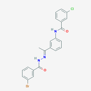 molecular formula C22H17BrClN3O2 B451250 N-{3-[N-(3-bromobenzoyl)ethanehydrazonoyl]phenyl}-3-chlorobenzamide 
