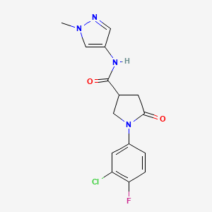molecular formula C15H14ClFN4O2 B4512526 1-(3-chloro-4-fluorophenyl)-N-(1-methyl-1H-pyrazol-4-yl)-5-oxo-3-pyrrolidinecarboxamide 