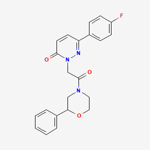 molecular formula C22H20FN3O3 B4512534 6-(4-fluorophenyl)-2-[2-oxo-2-(2-phenyl-4-morpholinyl)ethyl]-3(2H)-pyridazinone 