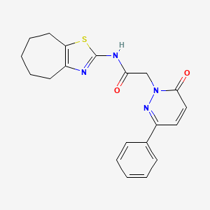 molecular formula C20H20N4O2S B4512554 2-(6-oxo-3-phenyl-1(6H)-pyridazinyl)-N-(5,6,7,8-tetrahydro-4H-cyclohepta[d][1,3]thiazol-2-yl)acetamide 