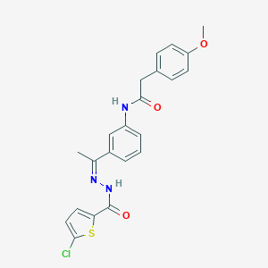 molecular formula C22H20ClN3O3S B451256 N-(3-{N-[(5-chloro-2-thienyl)carbonyl]ethanehydrazonoyl}phenyl)-2-(4-methoxyphenyl)acetamide 