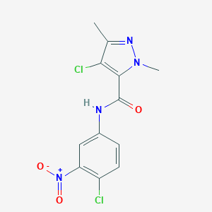 molecular formula C12H10Cl2N4O3 B451259 4-chloro-N-{4-chloro-3-nitrophenyl}-1,3-dimethyl-1H-pyrazole-5-carboxamide 