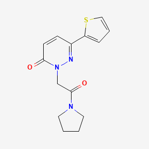 molecular formula C14H15N3O2S B4512612 2-[2-oxo-2-(1-pyrrolidinyl)ethyl]-6-(2-thienyl)-3(2H)-pyridazinone 