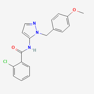 molecular formula C18H16ClN3O2 B4512614 2-chloro-N-[1-(4-methoxybenzyl)-1H-pyrazol-5-yl]benzamide 