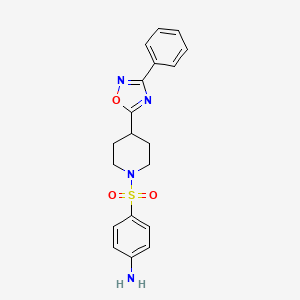 molecular formula C19H20N4O3S B4512637 (4-{[4-(3-phenyl-1,2,4-oxadiazol-5-yl)-1-piperidinyl]sulfonyl}phenyl)amine 