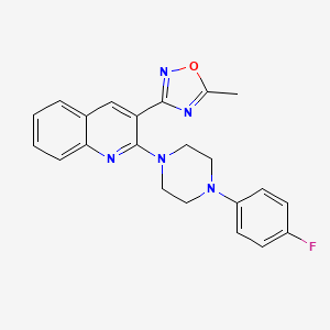 molecular formula C22H20FN5O B4512658 2-[4-(4-fluorophenyl)-1-piperazinyl]-3-(5-methyl-1,2,4-oxadiazol-3-yl)quinoline 