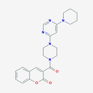 molecular formula C23H25N5O3 B4512678 3-({4-[6-(1-piperidinyl)-4-pyrimidinyl]-1-piperazinyl}carbonyl)-2H-chromen-2-one 