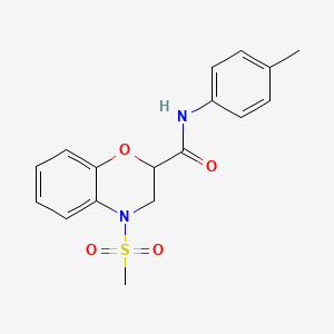 molecular formula C17H18N2O4S B4512707 N-(4-methylphenyl)-4-(methylsulfonyl)-3,4-dihydro-2H-1,4-benzoxazine-2-carboxamide 