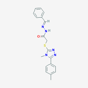 molecular formula C19H19N5OS B451272 N'-benzylidene-2-{[4-methyl-5-(4-methylphenyl)-4H-1,2,4-triazol-3-yl]sulfanyl}acetohydrazide 