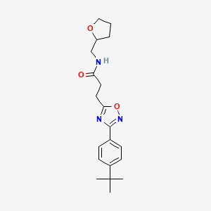 molecular formula C20H27N3O3 B4512733 3-[3-(4-tert-butylphenyl)-1,2,4-oxadiazol-5-yl]-N-(tetrahydro-2-furanylmethyl)propanamide 