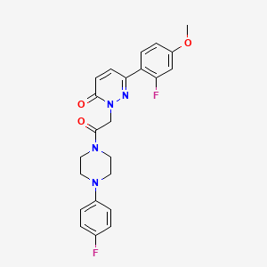 molecular formula C23H22F2N4O3 B4512740 6-(2-fluoro-4-methoxyphenyl)-2-{2-[4-(4-fluorophenyl)-1-piperazinyl]-2-oxoethyl}-3(2H)-pyridazinone 