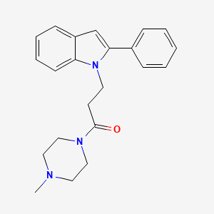 molecular formula C22H25N3O B4512798 1-[3-(4-methyl-1-piperazinyl)-3-oxopropyl]-2-phenyl-1H-indole 