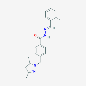 molecular formula C21H22N4O B451283 4-[(3,5-dimethyl-1H-pyrazol-1-yl)methyl]-N'-(2-methylbenzylidene)benzohydrazide 
