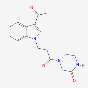 4-[3-(3-acetyl-1H-indol-1-yl)propanoyl]-2-piperazinone