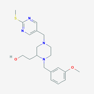 molecular formula C20H28N4O2S B4512849 2-(1-(3-methoxybenzyl)-4-{[2-(methylthio)-5-pyrimidinyl]methyl}-2-piperazinyl)ethanol 