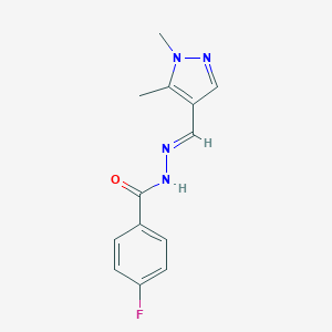 N'-[(E)-(1,5-dimethyl-1H-pyrazol-4-yl)methylidene]-4-fluorobenzohydrazide