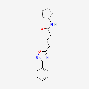 molecular formula C17H21N3O2 B4512940 N-cyclopentyl-4-(3-phenyl-1,2,4-oxadiazol-5-yl)butanamide 