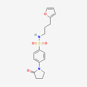 molecular formula C17H20N2O4S B4512965 N-[3-(2-furyl)propyl]-4-(2-oxo-1-pyrrolidinyl)benzenesulfonamide 