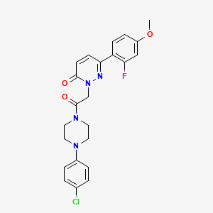 molecular formula C23H22ClFN4O3 B4512973 2-{2-[4-(4-chlorophenyl)-1-piperazinyl]-2-oxoethyl}-6-(2-fluoro-4-methoxyphenyl)-3(2H)-pyridazinone 