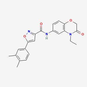 molecular formula C22H21N3O4 B4513012 5-(3,4-dimethylphenyl)-N-(4-ethyl-3-oxo-3,4-dihydro-2H-1,4-benzoxazin-6-yl)-3-isoxazolecarboxamide 