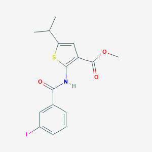 molecular formula C16H16INO3S B451303 Methyl 2-[(3-iodobenzoyl)amino]-5-isopropyl-3-thiophenecarboxylate 