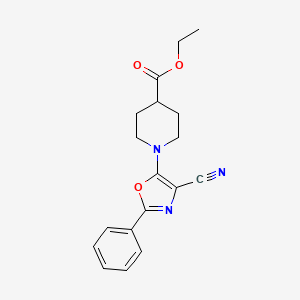 molecular formula C18H19N3O3 B4513068 ethyl 1-(4-cyano-2-phenyl-1,3-oxazol-5-yl)-4-piperidinecarboxylate 