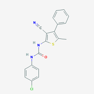 molecular formula C19H14ClN3OS B451307 1-(4-Chlorophenyl)-3-(3-cyano-5-methyl-4-phenylthiophen-2-yl)urea 