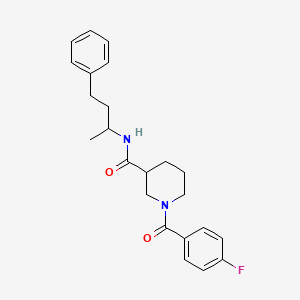 molecular formula C23H27FN2O2 B4513076 1-(4-fluorobenzoyl)-N-(1-methyl-3-phenylpropyl)-3-piperidinecarboxamide 