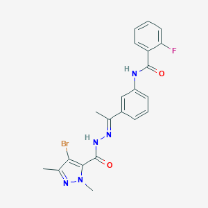 N-(3-{N-[(4-bromo-1,3-dimethyl-1H-pyrazol-5-yl)carbonyl]ethanehydrazonoyl}phenyl)-2-fluorobenzamide