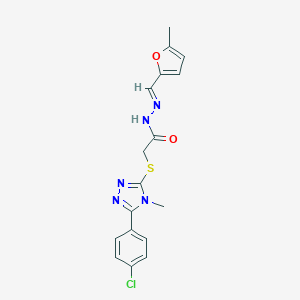 2-[[5-(4-chlorophenyl)-4-methyl-1,2,4-triazol-3-yl]sulfanyl]-N-[(E)-(5-methylfuran-2-yl)methylideneamino]acetamide