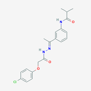 molecular formula C20H22ClN3O3 B451323 N-(3-{N-[(4-chlorophenoxy)acetyl]ethanehydrazonoyl}phenyl)-2-methylpropanamide 