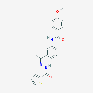molecular formula C21H19N3O3S B451324 4-methoxy-N-{3-[N-(2-thienylcarbonyl)ethanehydrazonoyl]phenyl}benzamide 