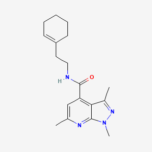 molecular formula C18H24N4O B4513254 N-[2-(cyclohex-1-en-1-yl)ethyl]-1,3,6-trimethyl-1H-pyrazolo[3,4-b]pyridine-4-carboxamide 