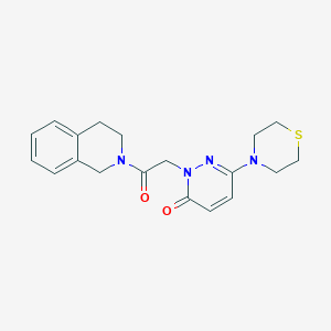 molecular formula C19H22N4O2S B4513281 2-[2-(3,4-dihydroisoquinolin-2(1H)-yl)-2-oxoethyl]-6-(thiomorpholin-4-yl)pyridazin-3(2H)-one 