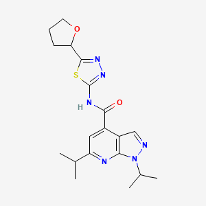 1,6-di(propan-2-yl)-N-[(2E)-5-(tetrahydrofuran-2-yl)-1,3,4-thiadiazol-2(3H)-ylidene]-1H-pyrazolo[3,4-b]pyridine-4-carboxamide