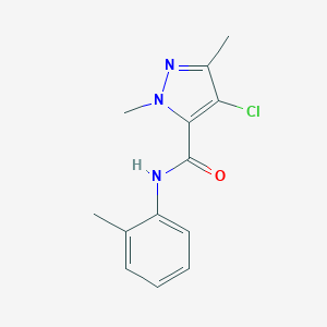 molecular formula C13H14ClN3O B451335 4-chloro-1,3-dimethyl-N-(2-methylphenyl)-1H-pyrazole-5-carboxamide 
