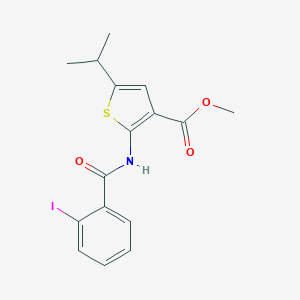 molecular formula C16H16INO3S B451336 Methyl 2-[(2-iodobenzoyl)amino]-5-isopropyl-3-thiophenecarboxylate 