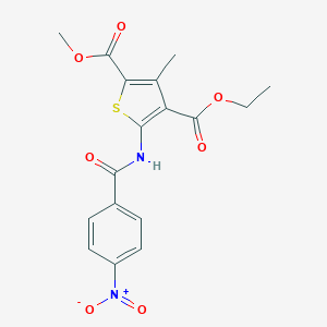 molecular formula C17H16N2O7S B451341 4-Ethyl 2-methyl 5-({4-nitrobenzoyl}amino)-3-methyl-2,4-thiophenedicarboxylate CAS No. 433943-52-3
