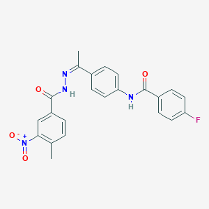4-fluoro-N-[4-(N-{3-nitro-4-methylbenzoyl}ethanehydrazonoyl)phenyl]benzamide