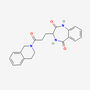 molecular formula C21H21N3O3 B4513539 3-[3-(3,4-dihydro-2(1H)-isoquinolinyl)-3-oxopropyl]-3,4-dihydro-1H-1,4-benzodiazepine-2,5-dione 