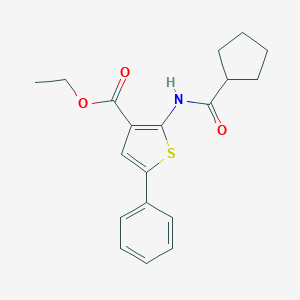 molecular formula C19H21NO3S B451355 Ethyl 2-[(cyclopentylcarbonyl)amino]-5-phenylthiophene-3-carboxylate 