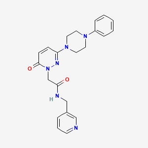 molecular formula C22H24N6O2 B4513557 2-[6-oxo-3-(4-phenylpiperazin-1-yl)pyridazin-1(6H)-yl]-N-(pyridin-3-ylmethyl)acetamide 