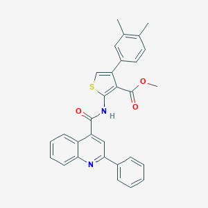 molecular formula C30H24N2O3S B451357 Methyl 4-(3,4-dimethylphenyl)-2-{[(2-phenylquinolin-4-yl)carbonyl]amino}thiophene-3-carboxylate 