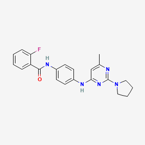 2-Fluoro-N-(4-{[6-methyl-2-(pyrrolidin-1-YL)pyrimidin-4-YL]amino}phenyl)benzamide