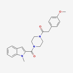 molecular formula C23H25N3O3 B4513647 2-(4-methoxyphenyl)-1-{4-[(1-methyl-1H-indol-2-yl)carbonyl]piperazin-1-yl}ethanone 